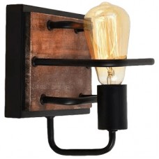 Απλίκα Τοίχου 1xE27 230V Ματ Μαύρο με Ξύλο 955SILVIA1W/BL